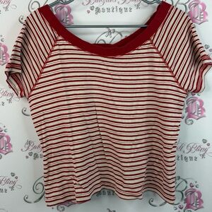 Togo t-shirt, cropped shirt Y2K Striped Red and White Women's Top